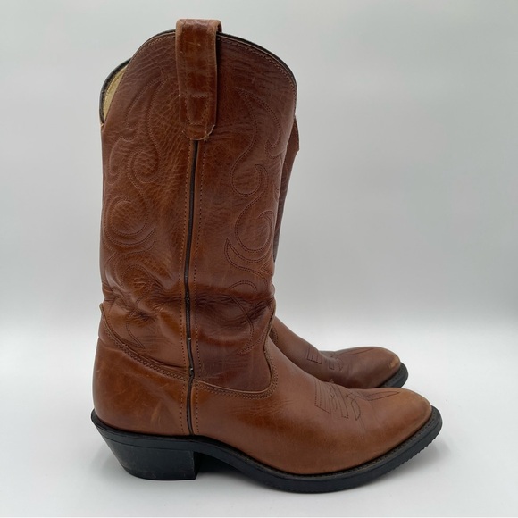 DD Tuff Mens Boots Size 8 D Brown Leather Western Steel Toe Roper Work Boots - Picture 4 of 15